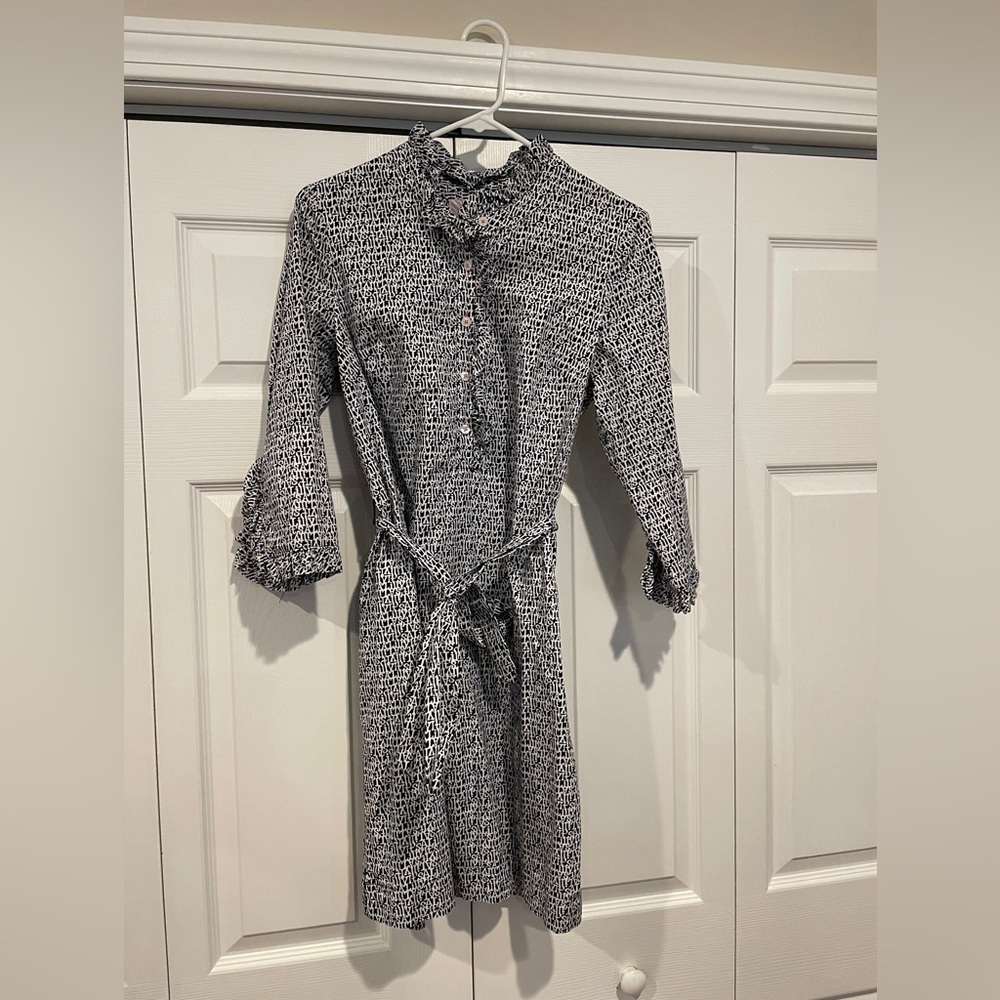 LILLY PULITZER Women's Navy White "It's A Lilly" Print 3/4 Sleeve Dress Sz 6